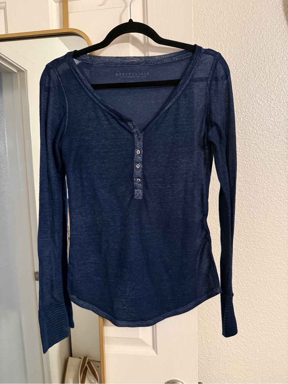 Aeropostale Navy Long-Sleeve Henley Top